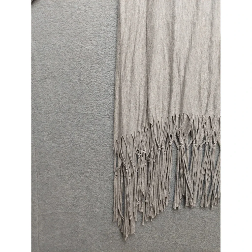 Oddy Women Sweater 3XL Gray Fringe Hem 3/4 Sleeve‎ Lightweight Knit Boho Western